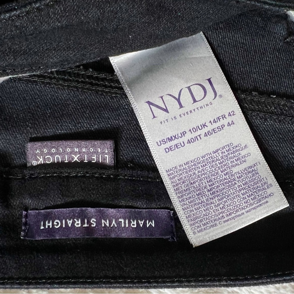 NYDJ Black Slimming Mid Rise Full Length Classic Fit Straight Leg Jeans - Picture 9 of 12